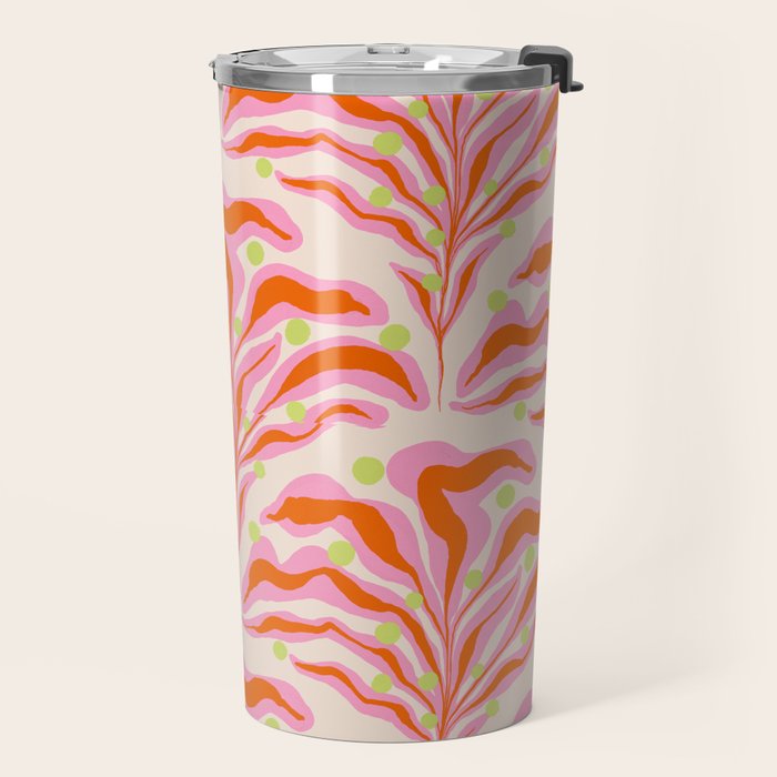 Vibrant Modern Botanical Pattern Whimsical Floral Abstract Travel Mug Gallery Image 2