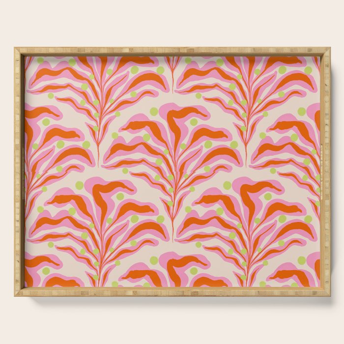 Vibrant Modern Botanical Pattern Whimsical Floral Abstract Serving Tray Gallery Image 1