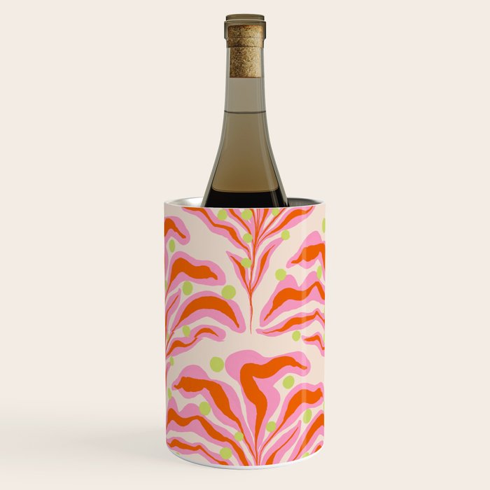 Vibrant Modern Botanical Pattern Whimsical Floral Abstract Wine Chiller Gallery Image 2