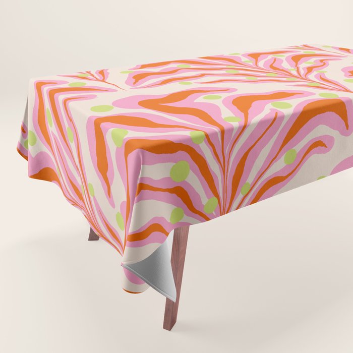 Vibrant Modern Botanical Pattern Whimsical Floral Abstract Tablecloth Gallery Image 1