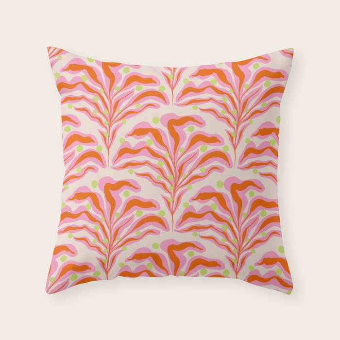 Vibrant Modern Botanical Pattern Whimsical Floral Abstract Throw Pillow Gallery Image 1