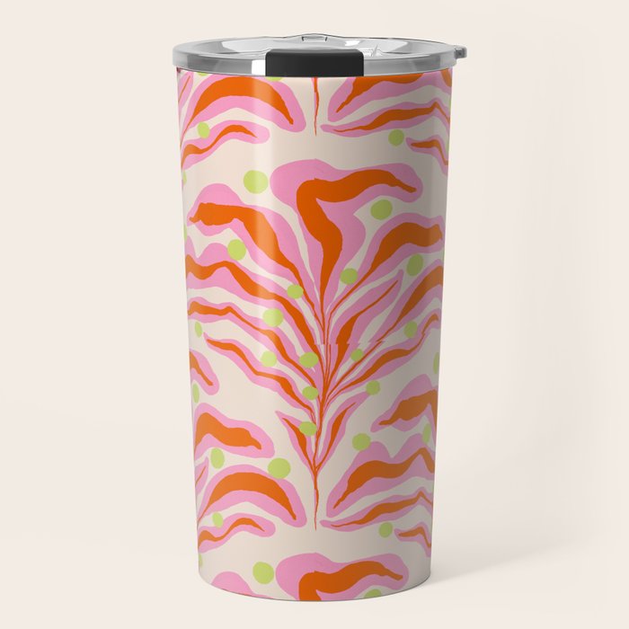 Vibrant Modern Botanical Pattern Whimsical Floral Abstract Travel Mug Gallery Image 1