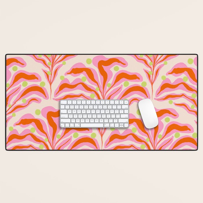 Vibrant Modern Botanical Pattern Whimsical Floral Abstract Desk Mat Gallery Image 1