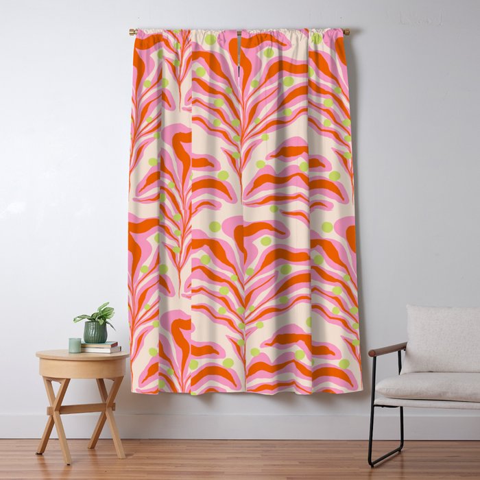 Vibrant Modern Botanical Pattern Whimsical Floral Abstract Window Curtain Gallery Image 5