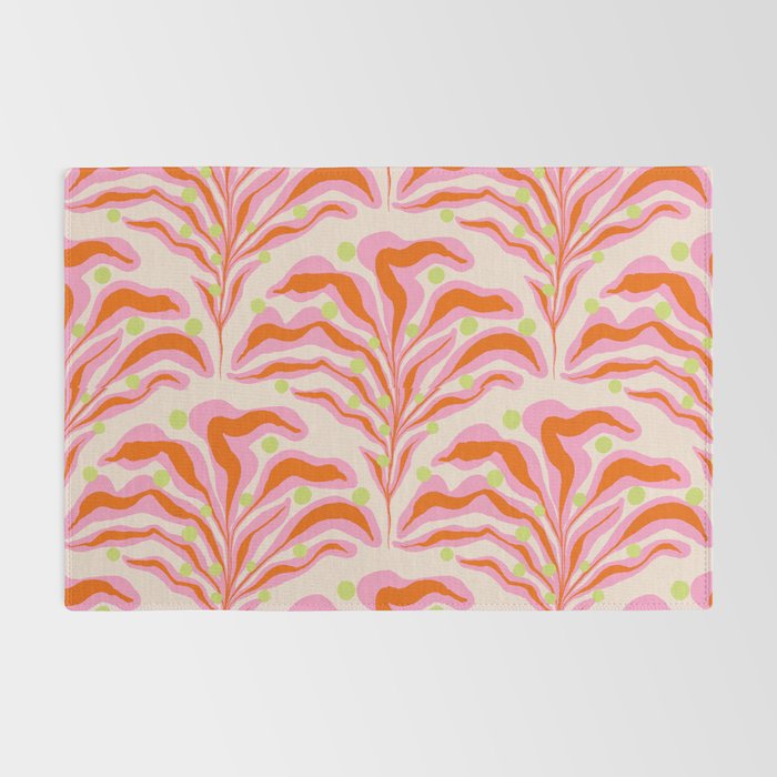 Vibrant Modern Botanical Pattern Whimsical Floral Abstract Rug Gallery Image 2