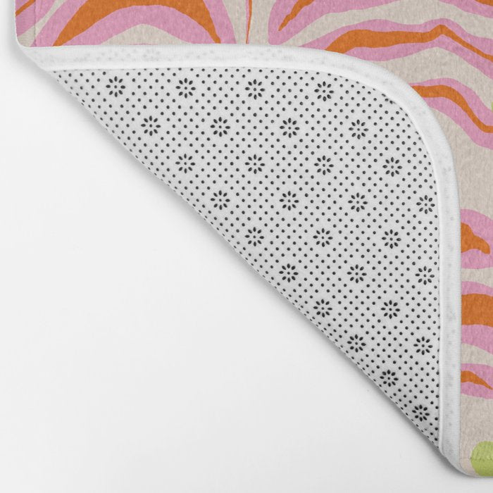 Vibrant Modern Botanical Pattern Whimsical Floral Abstract Bath Mat Gallery Image 2