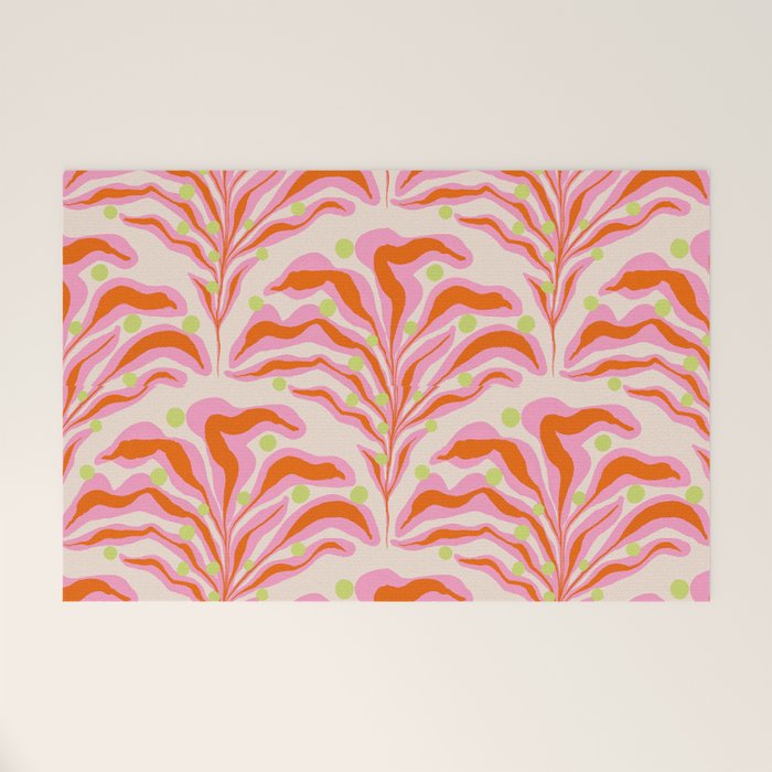 Vibrant Modern Botanical Pattern Whimsical Floral Abstract Welcome Mat Gallery Image 1