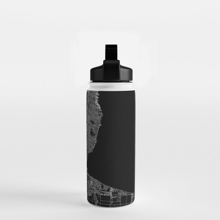 Detroit Black Map Water Bottle Gallery Image 2