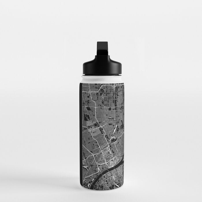 Detroit Black Map Water Bottle Gallery Image 3