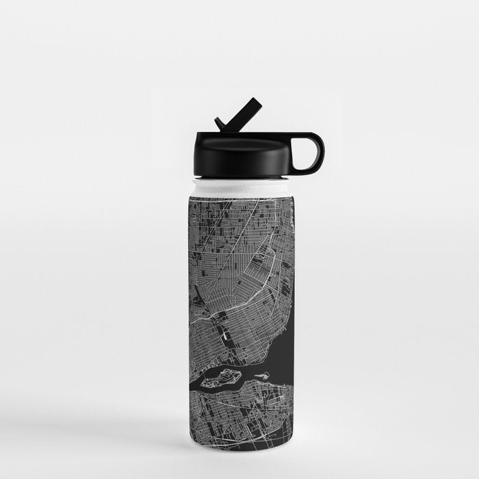 Detroit Black Map Water Bottle Gallery Image 1