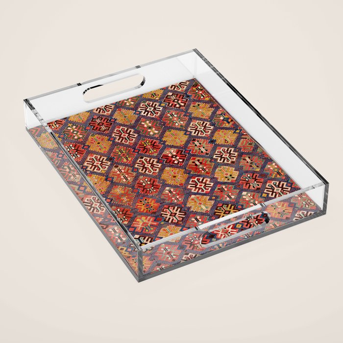 Azeri Zili Azerbaijan South Causasus Antique Rug Print Acrylic Tray Gallery Image 1