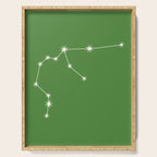 Aquarius Zodiac Star Constellation Line Art Kelly Green Serving Tray Gallery Image 1