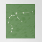 Aquarius Zodiac Star Constellation Line Art Kelly Green Throw Blanket Gallery Image 2