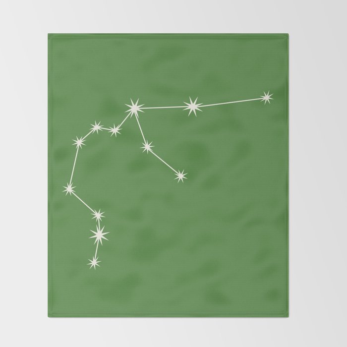 Aquarius Zodiac Star Constellation Line Art Kelly Green Throw Blanket Gallery Image 2