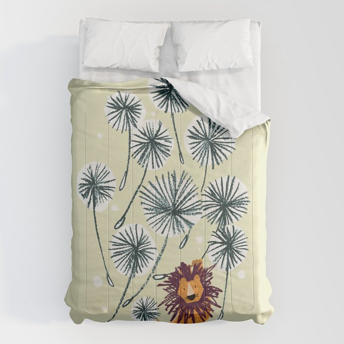 Lion on dandelion Comforter Gallery Image 6