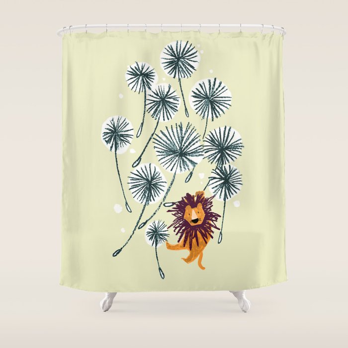 Lion on dandelion Shower Curtain Gallery Image 1