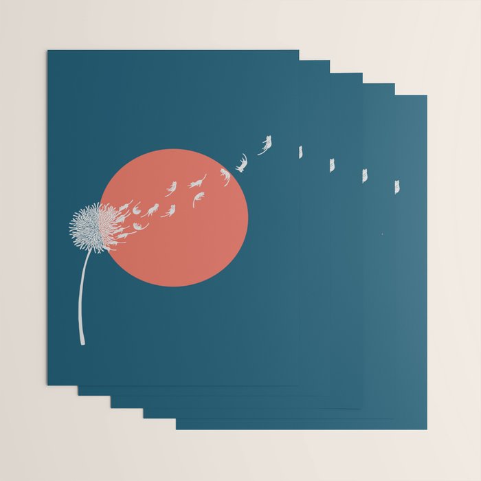 Cat and Plant 25: Cat Dandelion Wrapping Paper Gallery Image 3