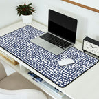 Spotted Preppy Dots Abstract in Navy Blue Desk Mat Gallery Image 2