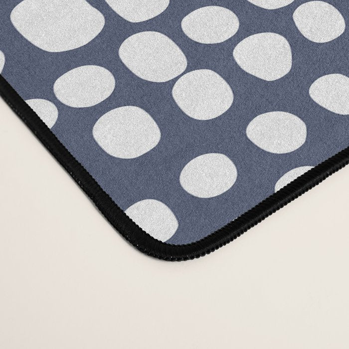Spotted Preppy Dots Abstract in Navy Blue Desk Mat Gallery Image 4