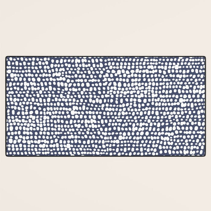 Spotted Preppy Dots Abstract in Navy Blue Desk Mat Gallery Image 3