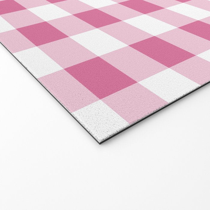Gingham Large Pink White Welcome Mat Gallery Image 2