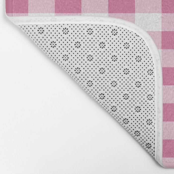 Gingham Large Pink White Bath Mat Gallery Image 2