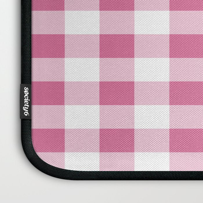Gingham Large Pink White Laptop Sleeve Gallery Image 3