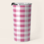 Gingham Large Pink White Travel Mug Gallery Image 3