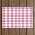 Gingham Large Pink White Outdoor Rug Gallery Image 1