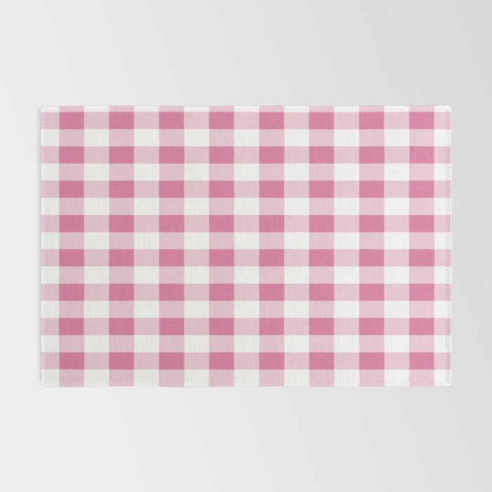 Gingham Large Pink White Rug Gallery Image 2