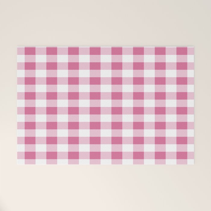 Gingham Large Pink White Welcome Mat Gallery Image 1