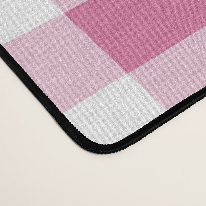 Gingham Large Pink White Desk Mat Gallery Image 4