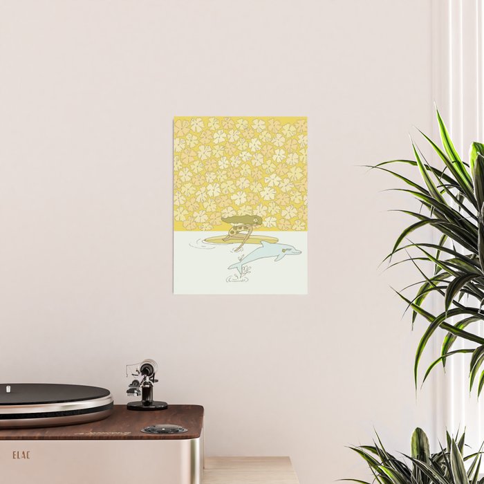 follow the dolphins to paradise ~ hibiscus // retro surf art by surfy birdy Poster Gallery Image 2