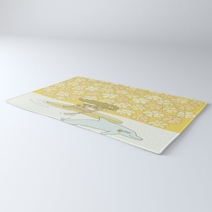 follow the dolphins to paradise ~ hibiscus // retro surf art by surfy birdy Rug Gallery Image 3