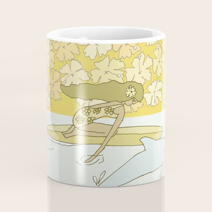 follow the dolphins to paradise ~ hibiscus // retro surf art by surfy birdy Coffee Mug Gallery Image 4