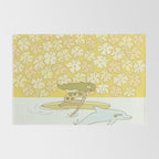 follow the dolphins to paradise ~ hibiscus // retro surf art by surfy birdy Rug Gallery Image 2
