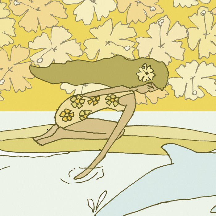follow the dolphins to paradise ~ hibiscus // retro surf art by surfy birdy Coffee Mug Gallery Image 2