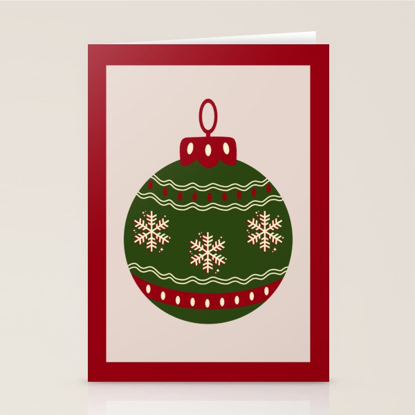 Christmas Bauble Green And Red Stationery Card Gallery Image 2