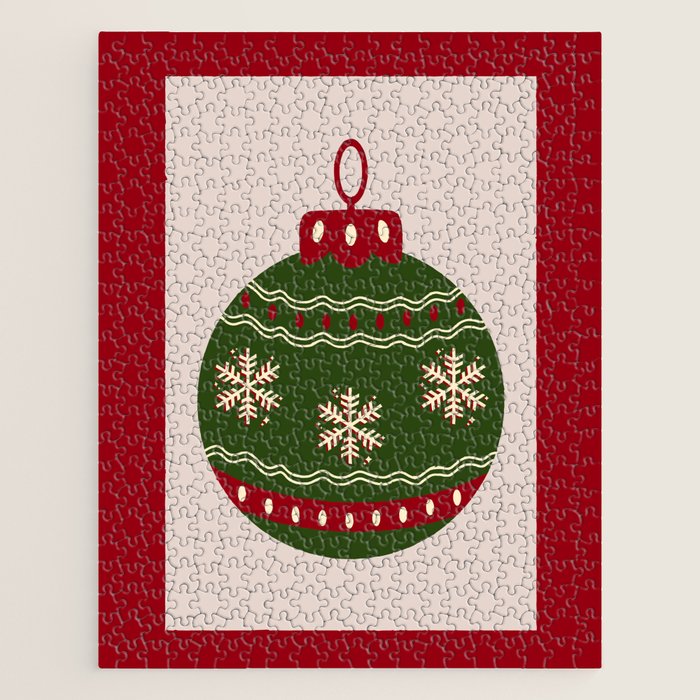 Christmas Bauble Green And Red Jigsaw Puzzle Gallery Image 1