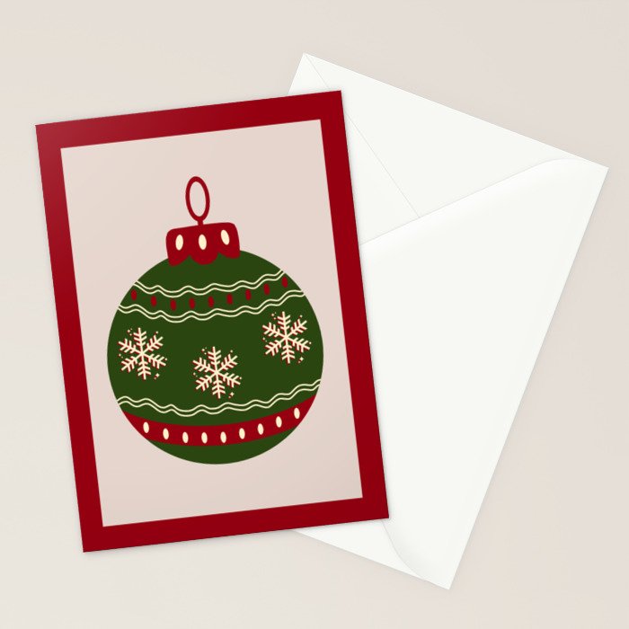 Christmas Bauble Green And Red Stationery Card Gallery Image 2