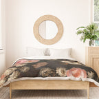 Antique Botanical Shiny Peach Roses And Chamomile Midnight Garden 2 Duvet Cover Gallery Image 3