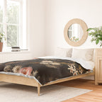 Antique Botanical Shiny Peach Roses And Chamomile Midnight Garden 2 Duvet Cover Gallery Image 2