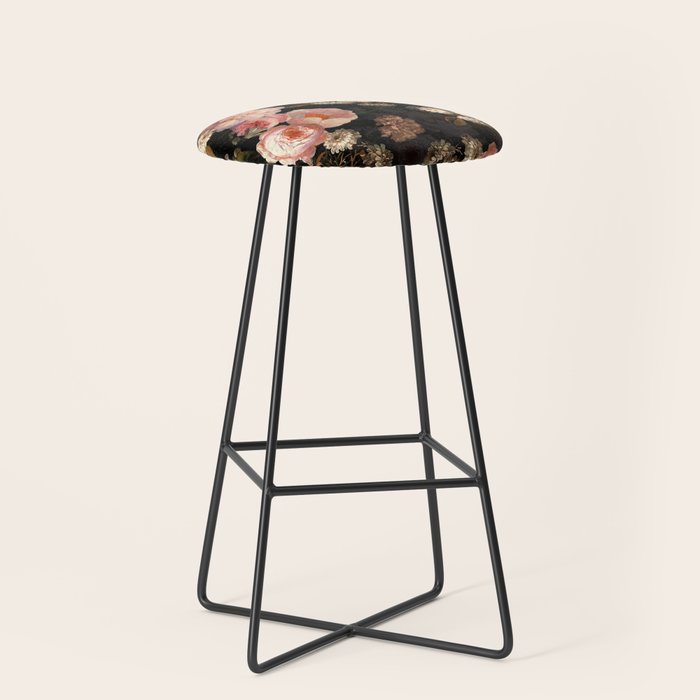 Antique Botanical Shiny Peach Roses And Chamomile Midnight Garden 2 Stool Gallery Image 1