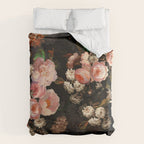 Antique Botanical Shiny Peach Roses And Chamomile Midnight Garden 2 Duvet Cover Gallery Image 6