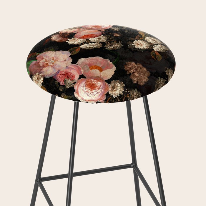 Antique Botanical Shiny Peach Roses And Chamomile Midnight Garden 2 Stool Gallery Image 2