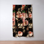 Antique Botanical Shiny Peach Roses And Chamomile Midnight Garden 2 Window Curtain Gallery Image 3