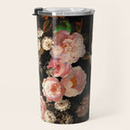 Antique Botanical Shiny Peach Roses And Chamomile Midnight Garden 2 Travel Mug Gallery Image 3