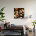 Antique Botanical Shiny Peach Roses And Chamomile Midnight Garden 2 Wood Wall Art Gallery Image 2