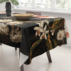 Antique Botanical Shiny Peach Roses And Chamomile Midnight Garden 2 Tablecloth Gallery Image 3