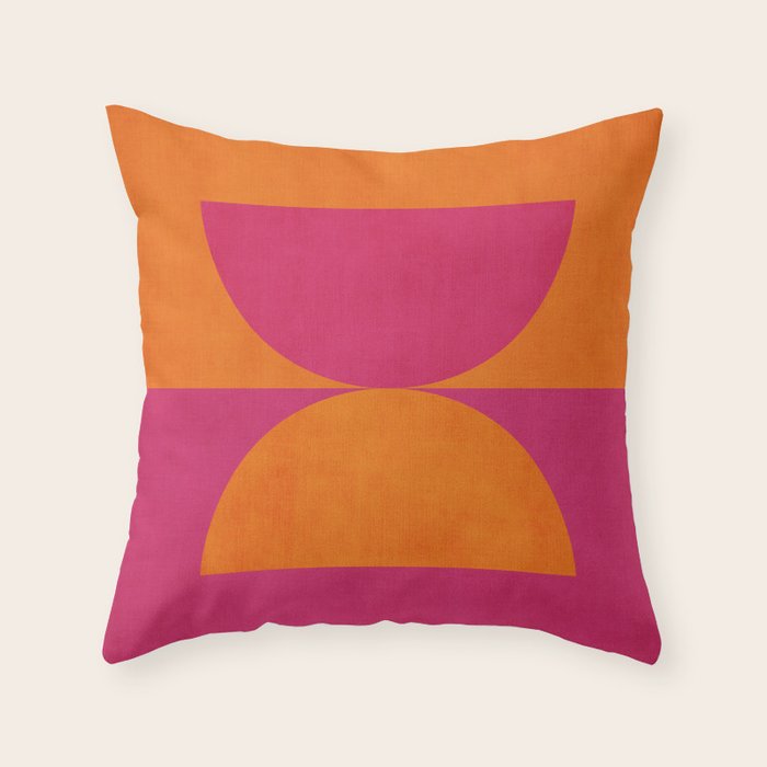 Hot Pink Orange Semicircles Modern Original Art Throw Pillow Gallery Image 6
